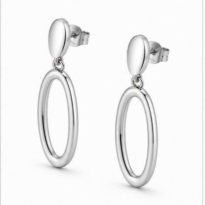 Minimal Oval Drop Earrings