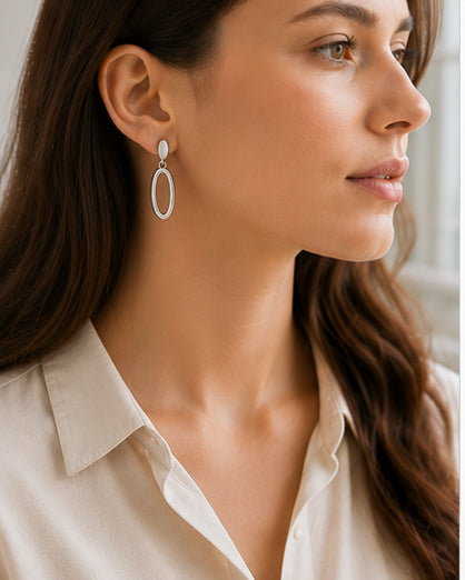 Minimal Oval Drop Earrings