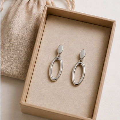 Minimal Oval Drop Earrings