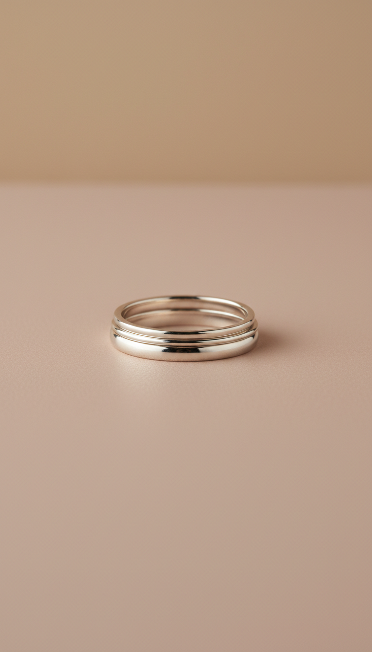 Platinum Stacking Rings in Minimalist Band