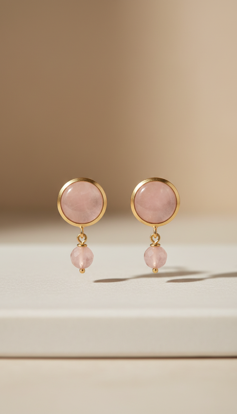 Rose Quartz Gemstone Earrings with Soft Glow
